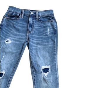 AEROPOSTALE Womens Size 4 High Rise Skinny Destroyed Ripped Denim Blue Jeans